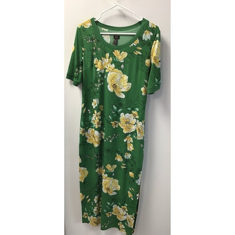 G.I.L.I Floral Maxi Dress With Side Slits Size Small 💚